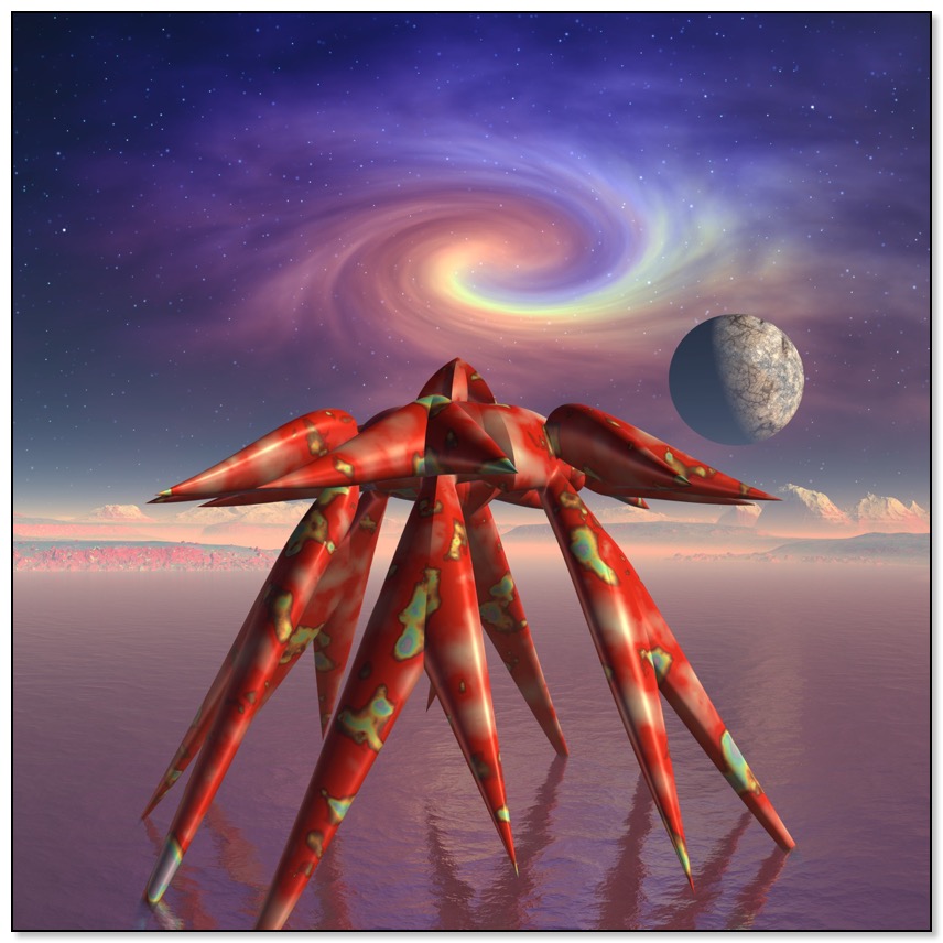 Exploring an Alien Beach sci fi art by Gingezel.