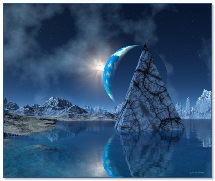 Reflections on an empty planet Gingezel science fiction art.